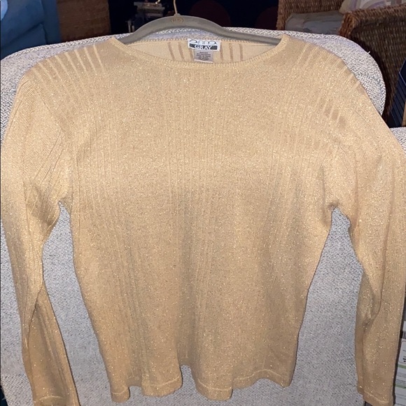 Sparkly Gold silk sweater top - Picture 1 of 6